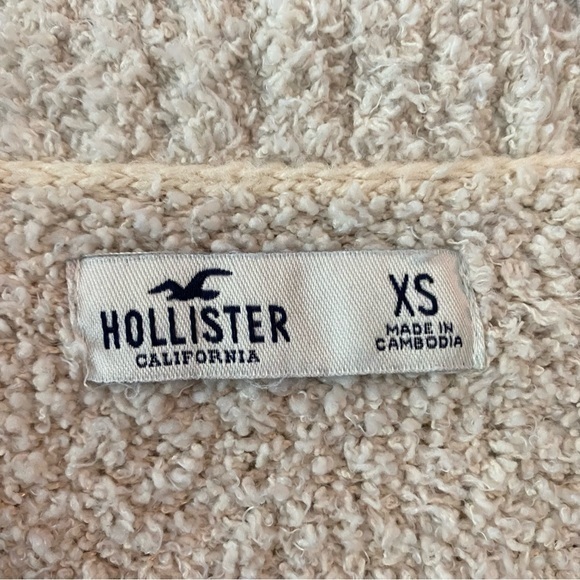 Hollister Women’s Ivory Sherpa Mock Neck 1/4 Zip  Cropped Sweater‎   Sz XS - Picture 6 of 6
